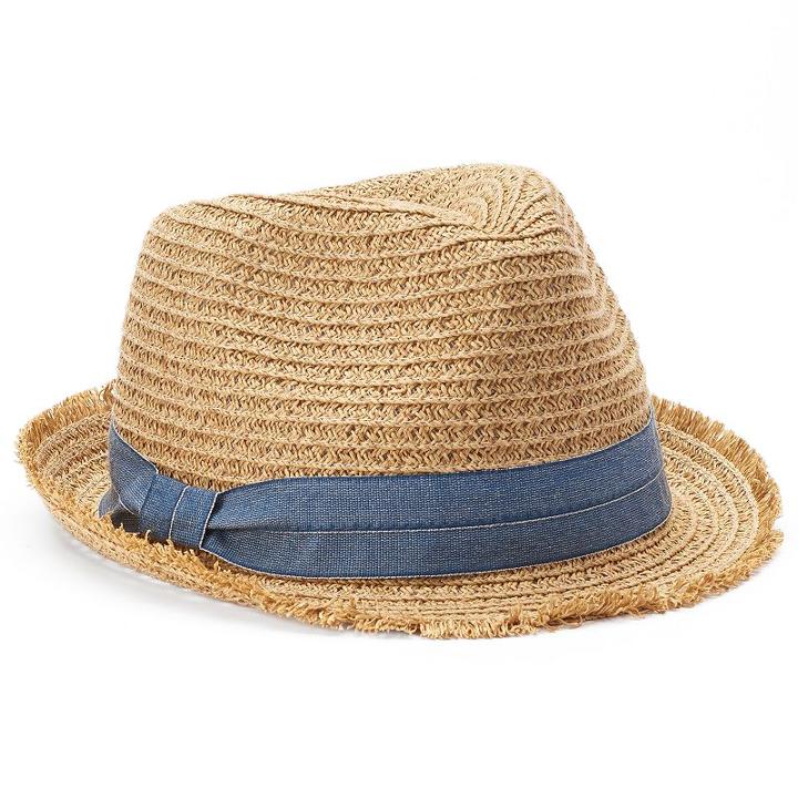 Sonoma Goods For Life&trade; Chambray Trim Fedora, Women's, White Oth