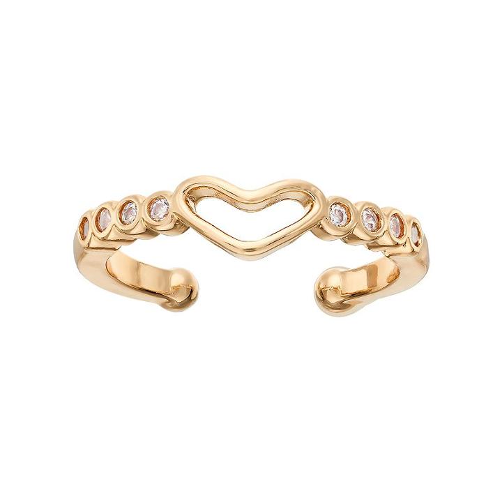 Lc Lauren Conrad Simulated Crystal Heart Toe Ring, Women's, Gold