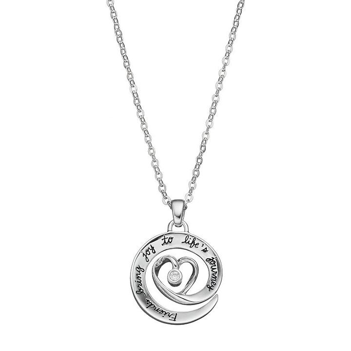 Silver Expressions By Larocks Silver Plated Cubic Zirconia Friends Heart Pendant, Women's, Grey
