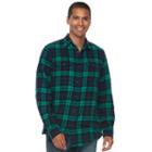 Men's Sonoma Goods For Life&trade; Slim-fit Plaid Flannel Button-down Shirt, Size: Xxl, Med Green