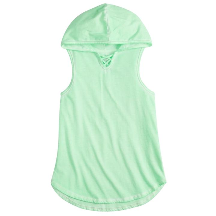 Girls 7-16 So&reg; Hooded Tunic Tank Top, Size: 14, Lt Green
