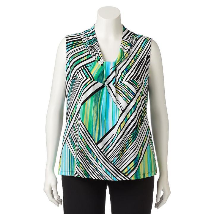 Plus Size Dana Buchman Printed Knot-front Top, Women's, Size: 3xl, Gold