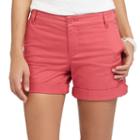 Women's Chaps Cuffed Twill Shorts, Size: 6, Red