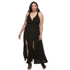 Plus Size Jennifer Lopez Surplice Maxi Dress, Women's, Size: 3xl, Black