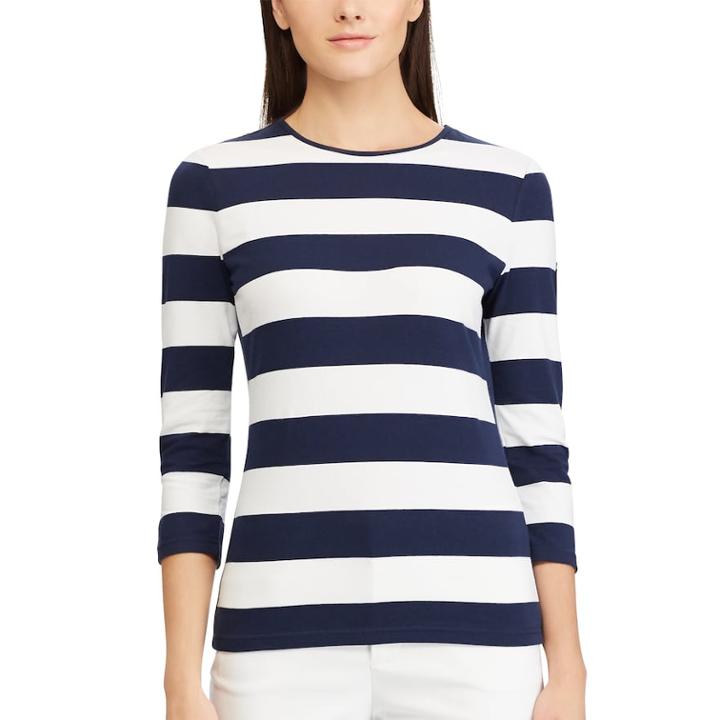 Women's Chaps Striped Top, Size: Medium, Blue (navy)