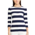 Women's Chaps Striped Top, Size: Medium, Blue (navy)