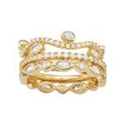 14k Gold Over Silver Cubic Zirconia Stack Ring Set, Women's, Size: 7, Grey