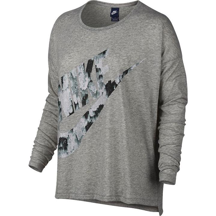 Women's Nike Long Sleeve Graphic Tee, Size: Medium, Grey Other
