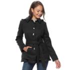 Juniors' Pink Envelope Belted Button Front Trench Coat, Teens, Size: Xl, Black
