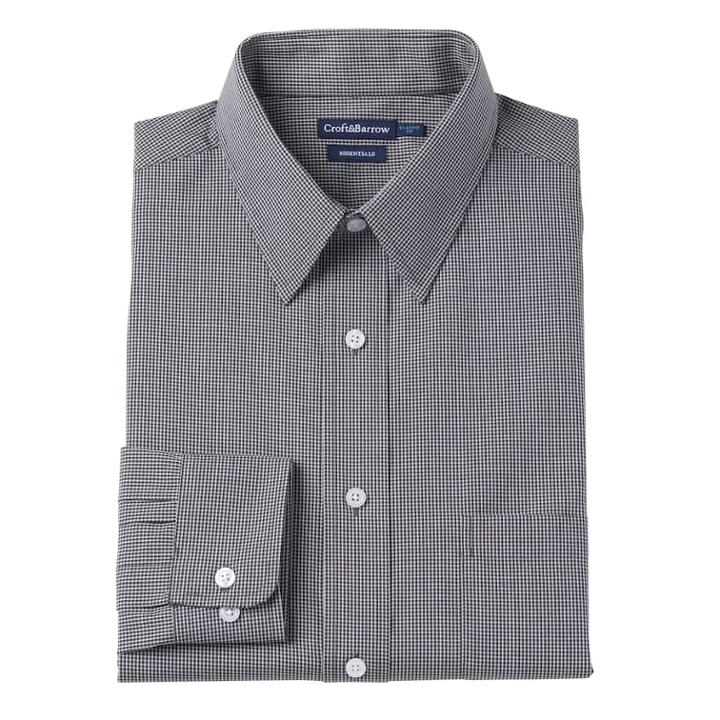 Big & Tall Croft & Barrow&reg; Easy Care Point-collar Dress Shirt, Men's, Size: 19 34/5t, Black
