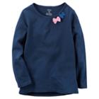 Girls 4-8 Carter's Long Sleeve Tulle Bow Embellished Tee, Size: 5, Blue