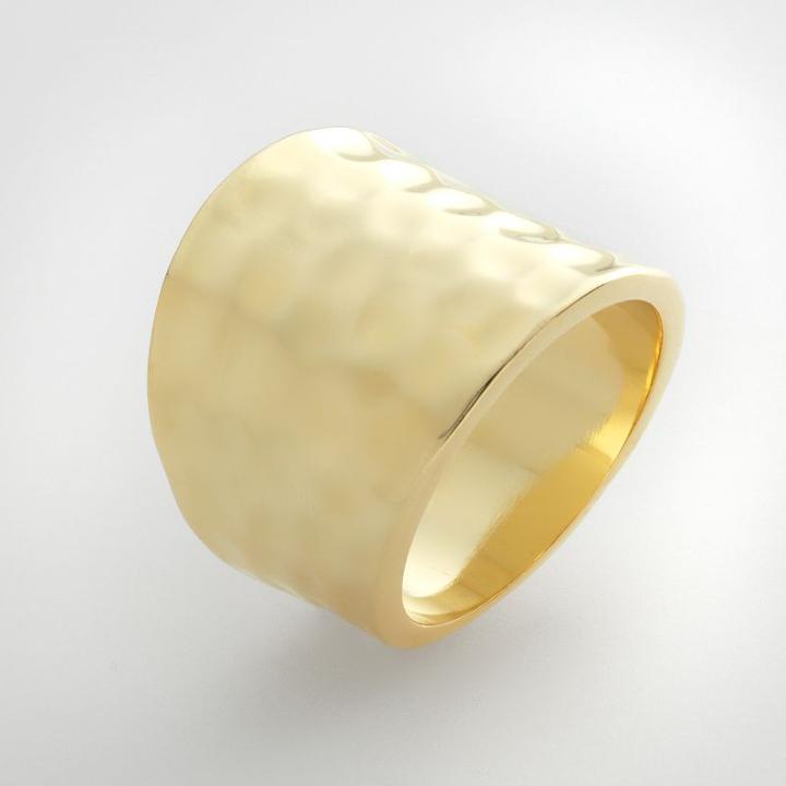 Gold Tone Hammered Ring, Women's, Size: 8, Yellow