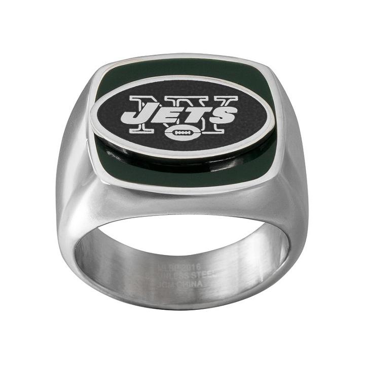 Men's Stainless Steel New York Jets Ring, Size: 10, Silver
