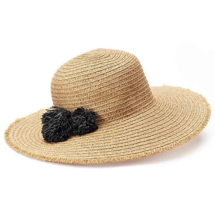 Sonoma Goods For Life&trade; Pom-pom Floppy Hat, Women's, Black