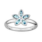 Stacks And Stones Sterling Silver Blue Topaz Flower Stack Ring, Women's, Size: 6