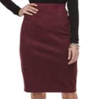 Women's Double Click Faux-suede Midi Skirt, Size: Xl, Dark Red