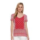 Women's Sonoma Goods For Life&trade; Print Surplice Tee, Size: Small, Med Pink