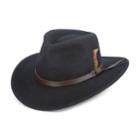 Men's Scala Wool Felt Outback Hat With Earflap, Size: Medium, Black