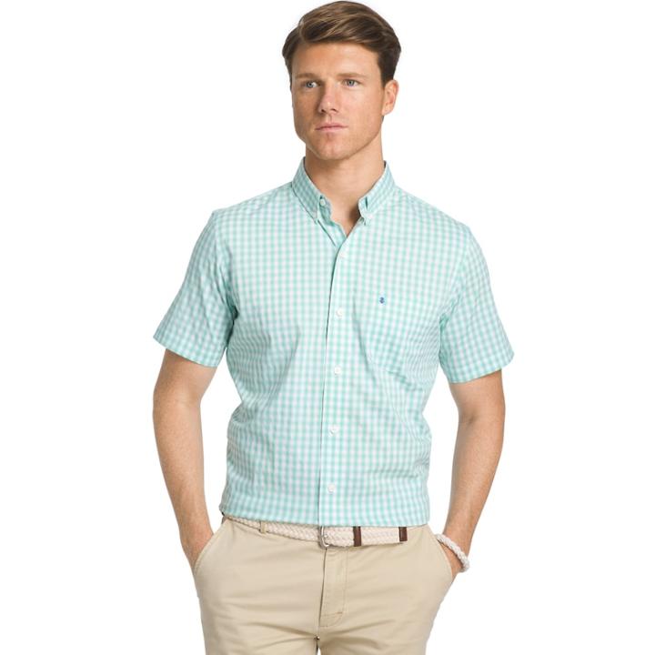 Men's Izod Replen Button-down Shirt, Size: Medium, Lt Green
