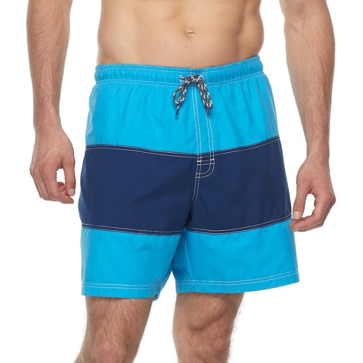 Big & Tall Croft & Barrow&reg; Colorblock Swim Trunks, Men's, Size: Xxl Tall, Light Blue