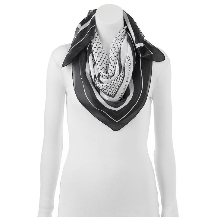Dana Buchman Sorbet Striped Square Scarf, Women's, Black