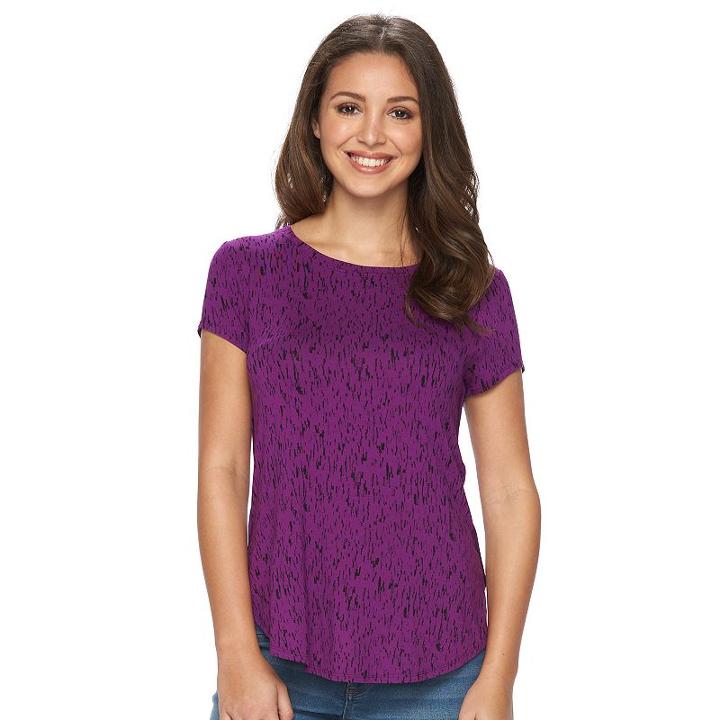 Petite Apt. 9&reg; Essential High-low Tunic Tee, Women's, Size: M Petite, Drk Purple