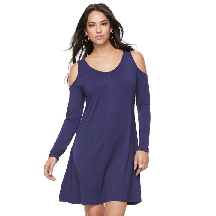 Women's Jennifer Lopez Cold-shoulder Shift Dress, Size: Small, Purple