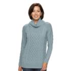 Women's Croft & Barrow&reg; Cable-knit Cowlneck Sweater, Size: Medium, Light Blue