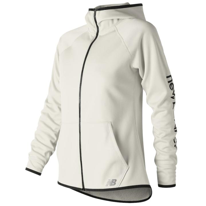 Women's New Balance Core Fleece Full Zip Hoodie, Size: Xl, Natural