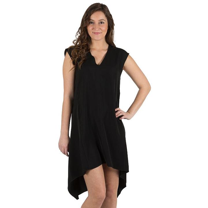Women's Larry Levine Solid High-low Dress, Size: Xl, Black