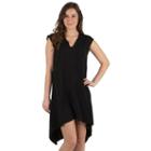 Women's Larry Levine Solid High-low Dress, Size: Xl, Black