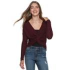 Juniors' Candie's&reg; Cozy Twist-front Reversible Top, Teens, Size: Xl, Dark Red