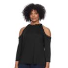 Plus Size Rock & Republic&reg; Grommet Cold-shoulder Top, Women's, Size: 1xl, Black