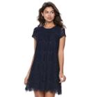 Juniors' Speechless Lace Scallop Hem Shift Dress, Teens, Size: Medium, Blue (navy)