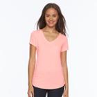 Juniors' So&reg; Short Sleeve V-neck Tee, Girl's, Size: Xs, Brt Pink