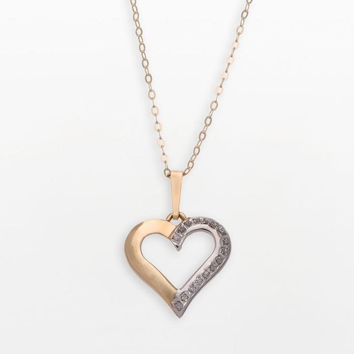 Diamond Fascination 14k Gold Open-heart Pendant, Women's, Size: 18, White