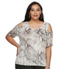 Plus Size Jennifer Lopez Ruched Cold-shoulder Tee, Women's, Size: 1xl, Grey