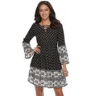 Juniors' Mudd&reg; Print Crinkle Lace-up Dress, Teens, Size: Xl, Black
