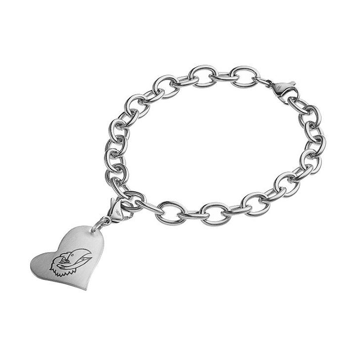 Fiora Stainless Steel Kansas Jayhawks Charm Bracelet, Women's, Size: 8, Grey