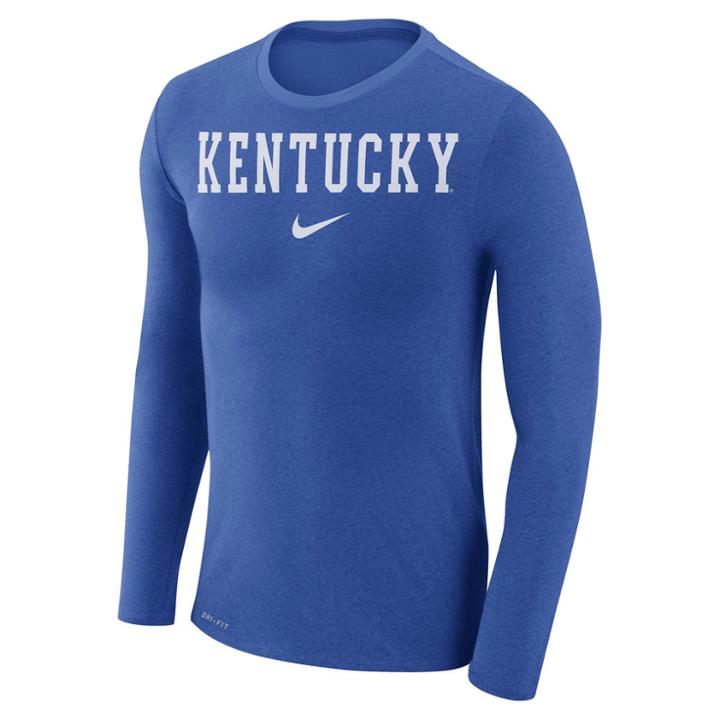Men's Nike Kentucky Wildcats Marled Long-sleeve Dri-fit Tee, Size: Xxl, Blue