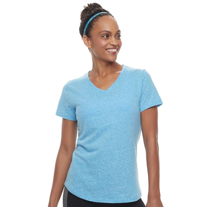 Women's Tek Gear&reg; Essential V-neck Short Sleeve Tee, Size: Xl, Med Blue