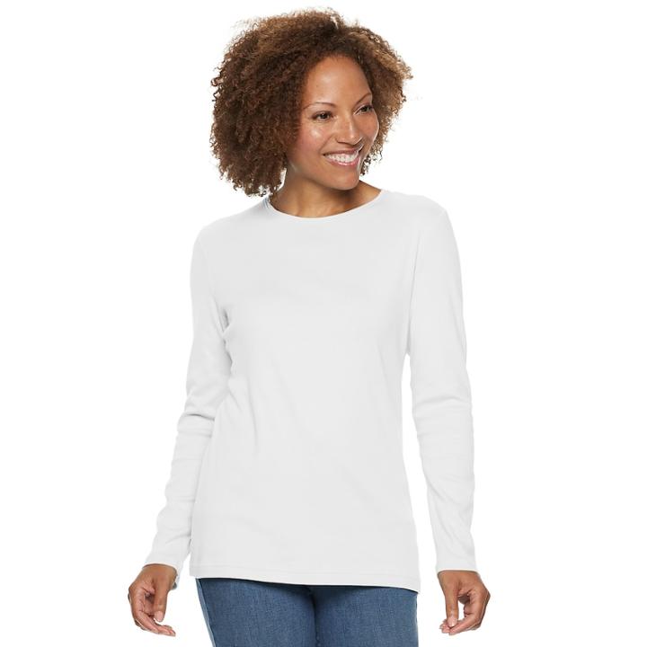 Petite Croft & Barrow&reg; Essential Crewneck Tee, Women's, Size: Xxl Petite, White