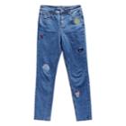 Girls 7-16 Maddie Embroidered Patches Denim Skinny Jeans, Size: 12, Blue
