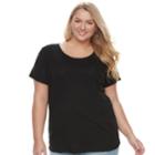 Juniors' Plus Size So&reg; Crochet Pocket Tee, Teens, Size: 1xl, Black