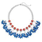 Red, White & Blue Shaky Bead Cluster Statement Necklace, Women's, Multicolor