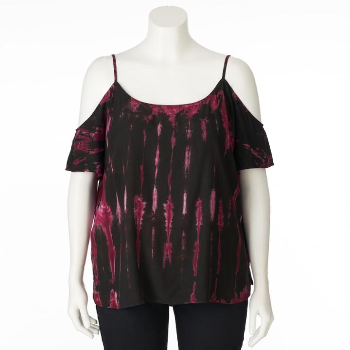 Plus Size Rock & Republic&reg; Cold-shoulder Tie-dye Top, Women's, Size: 2xl, Med Purple