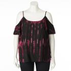 Plus Size Rock & Republic&reg; Cold-shoulder Tie-dye Top, Women's, Size: 2xl, Med Purple