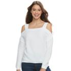 Juniors' So&reg; Cold-shoulder Long Sleeve Top, Teens, Size: Small, White