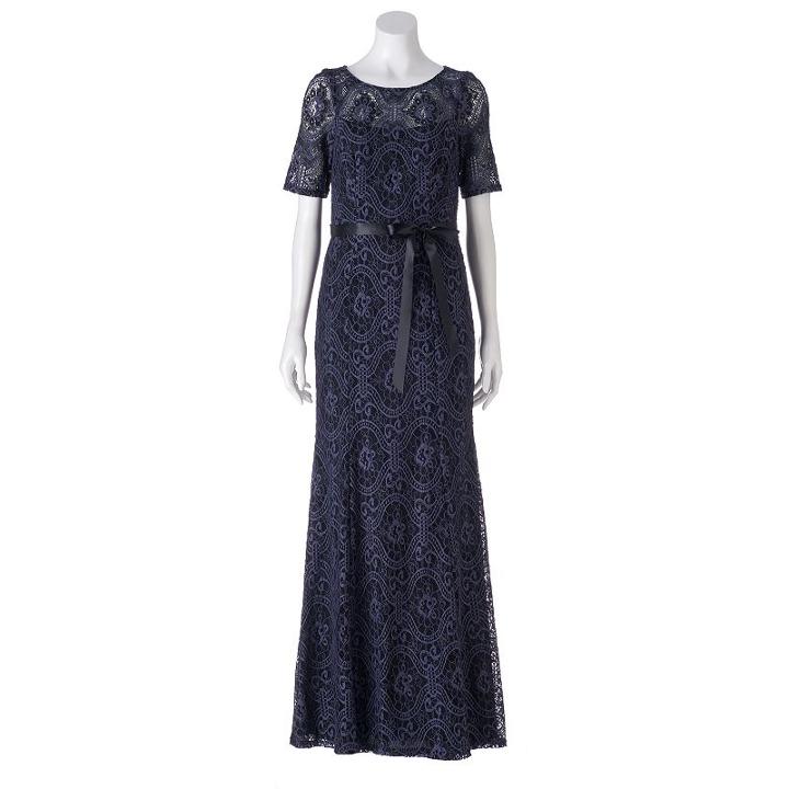 Women's 1 By 8 Scroll Lace Evening Gown, Size: 4, Silver