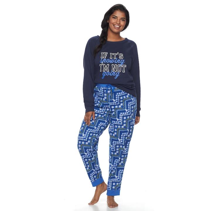 Plus Size Juniors' Plus So&reg; Knit Raglan Jogger Set, Teens, Size: 2xl, Blue (navy)